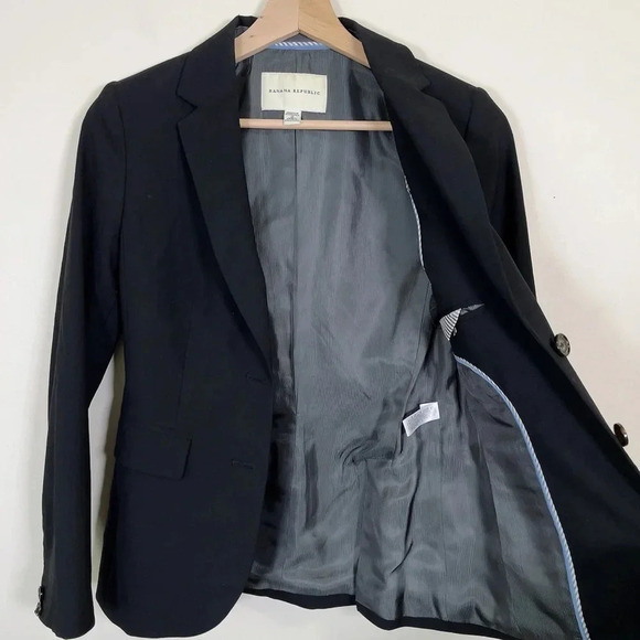 BANANA REPUBLIC | WOOL  BLEND BLACK BLAZER - Picture 12 of 15